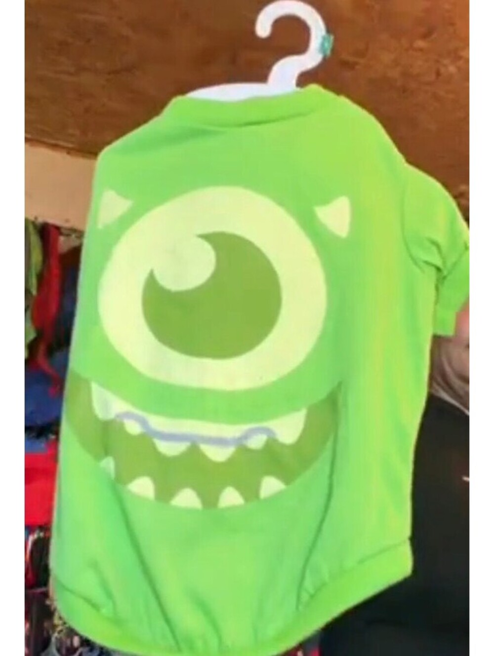 Green one-eye monster pet shirt size small
